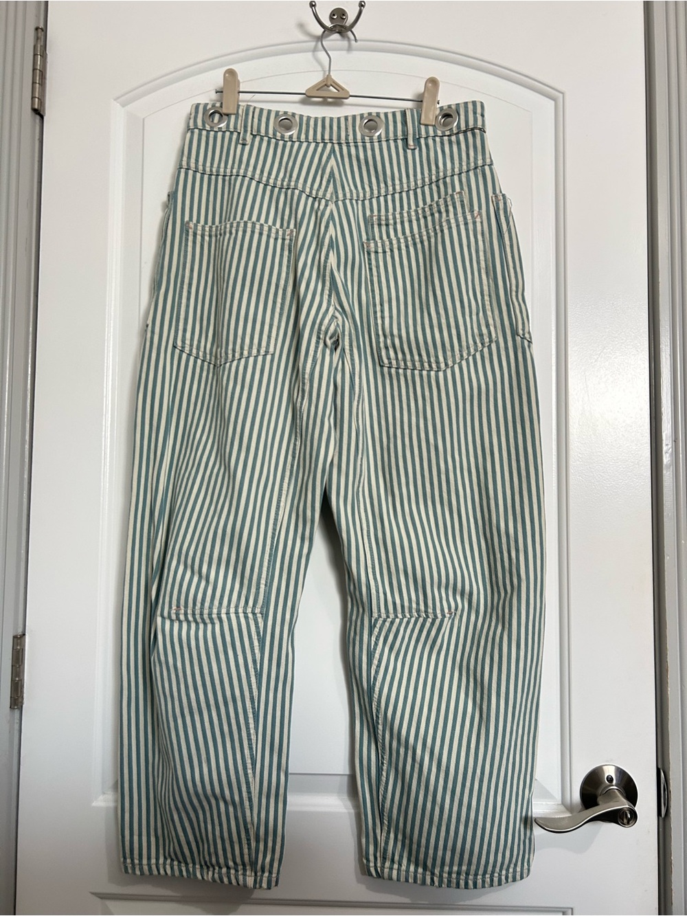 Free People Moxie Railroad Low-Slung Wide Leg Barrel Jeans Size 27 Nautical Boho - Picture 3 of 15
